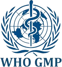 WHO-GMP certified manufacturing badge